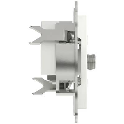 The image depicts a side profile of a round, silver metal knob with two brackets and a thread, set on a white background.