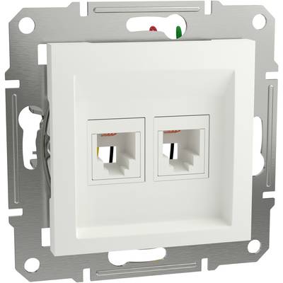 'Double network socket in white frame, front-mounted.'