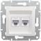 Two RJ45 network sockets by Schneider Electric in a wall mounting, suitable for network connections in buildings.