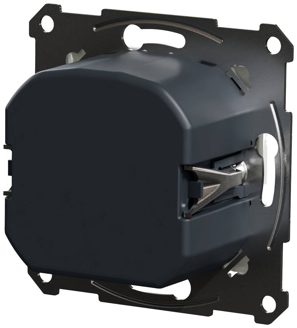 Switch without cover, mounted on a metal plate, with visible fixing elements.