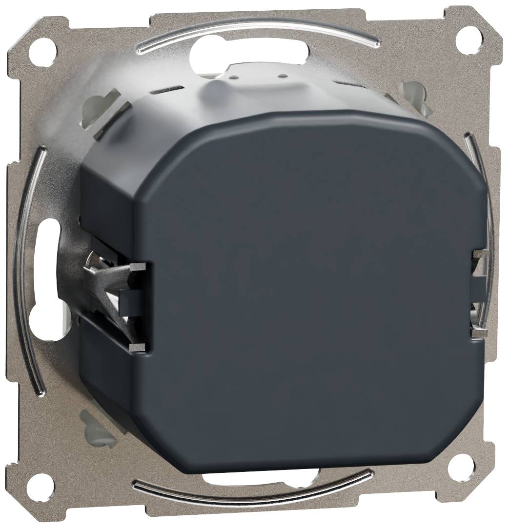 An invisible switch mechanism in a metal frame, ready for installation in an electrical system.