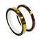 Two rolls of heat-resistant adhesive tape, one in gold and one in brown, ideal for electronic and insulation applications.