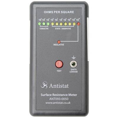 "Surface Resistance Meter", shows resistance measurement from conductive to insulating. Contains test button and earthing test point.