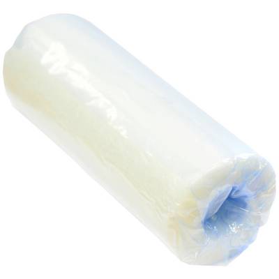Transparent plastic roll on a white background, reflected by light.
