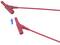 Red electrical cable with rectangular plugs at both ends; one marked with an upward arrow.