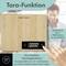 Electronic kitchen scales with bamboo surface. Display at zero. Tare function, measuring range up to 5000 grams in 1-gram increments.