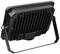 A black LED spotlight with a finned heatsink and adjustable mounting bracket, showing the rear view.