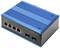 Industrial network switch with 8 ports, robust blue casing, suitable for Gigabit Ethernet connections in harsh environments.