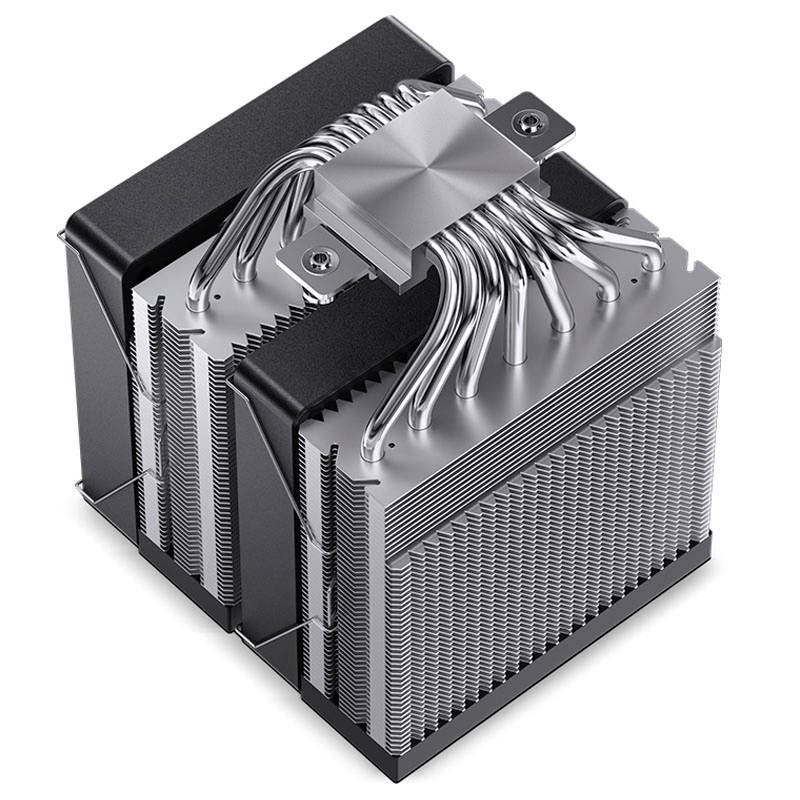 A CPU cooler with multiple heat pipes and large cooling fins, designed for dissipating heat from computer processors.