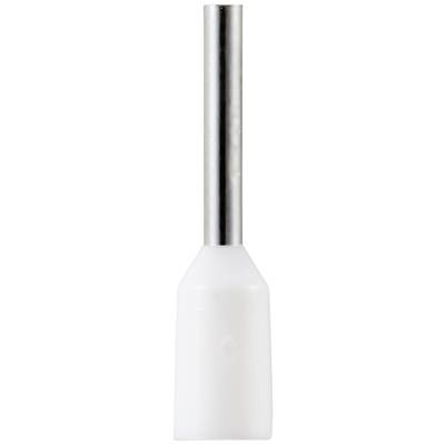A white cylindrical insulation plug with a metal pin on top.