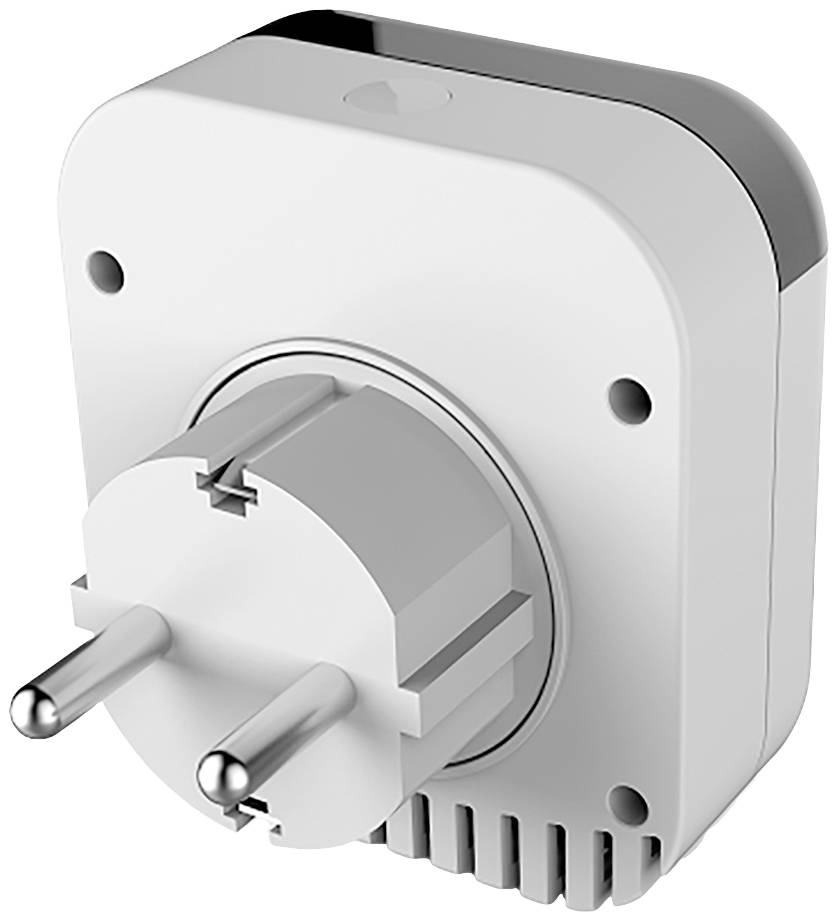 A white electric socket adapter with Schuko connection, designed to expand socket outlets for additional device connections.