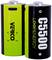 Two black and green batteries from the Verico brand with the inscription 'C5500 Loopenergy', shown in an upright position.