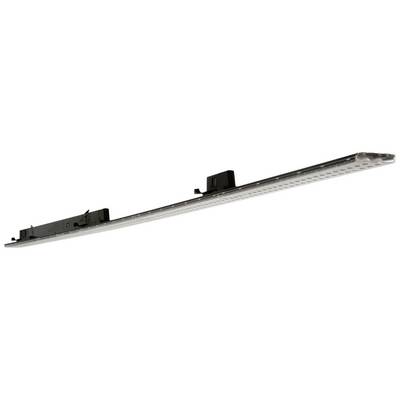 Long, narrow LED light strip with rectangular mounting brackets, suitable for office lighting.