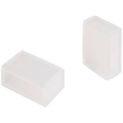Two rectangular, transparent plastic boxes, one lying down, the other standing upright. They are empty and unlabelled.