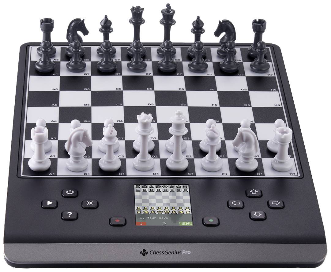 Millennium Chess Genius Pro M815 Chess computer AI functions, Magnetic chessmen, Pressure sensor board, Illuminated colour display