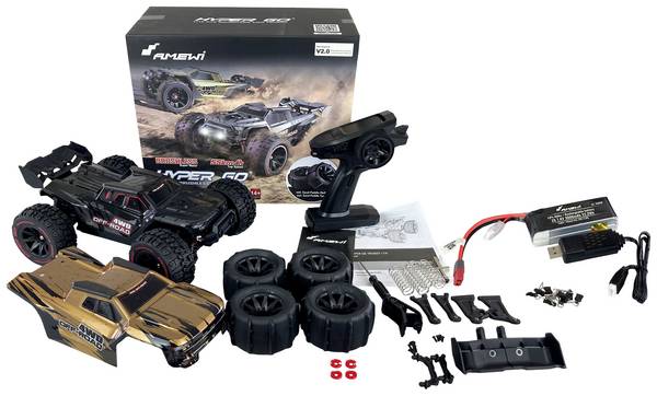 Amewi Hyper GO Black, Gold Brushless 1:14 RC model car Electric Truggy 4WD RtR 2,4 GHz