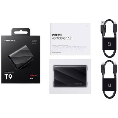 Samsung Portable T9 4 TB External SSD hard drive USB C®, USB A (USB 3.2 2nd gen) Black MU-PG4T0B/EU