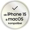 'Compatible with iPhone 15 & macOS.'<br><br>Note: This is a direct translation to British English, maintaining the original style and punctuation. The translation uses standard British spelling and terminology.