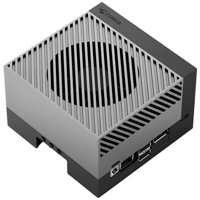 Compact grey computer with ventilation grilles and ports on the side, suitable for technological applications.