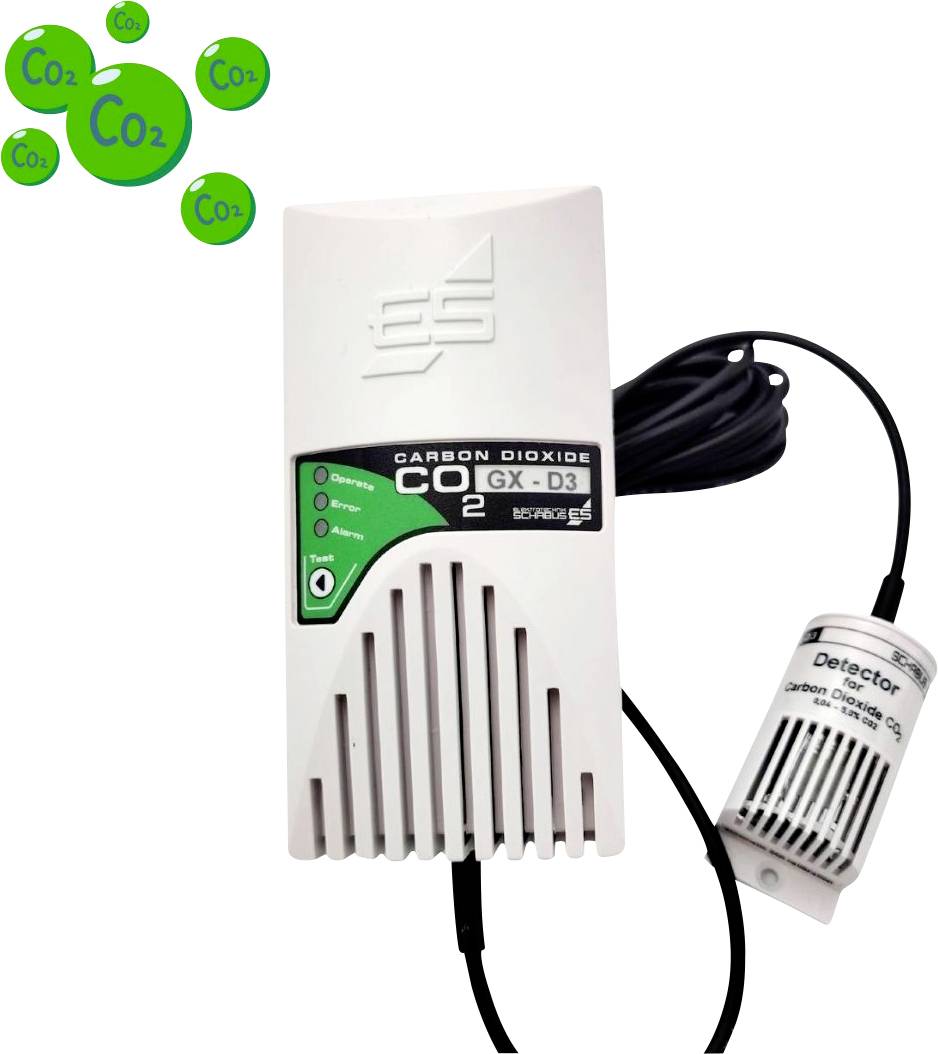 Schabus GX-D3 Gas detector incl. external sensor mains-powered detects Carbon dioxide