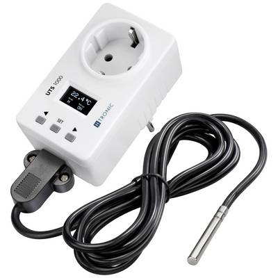 White digital socket thermostat with sensor; displays '22.4°C' on the screen, suitable for temperature control in interior spaces.