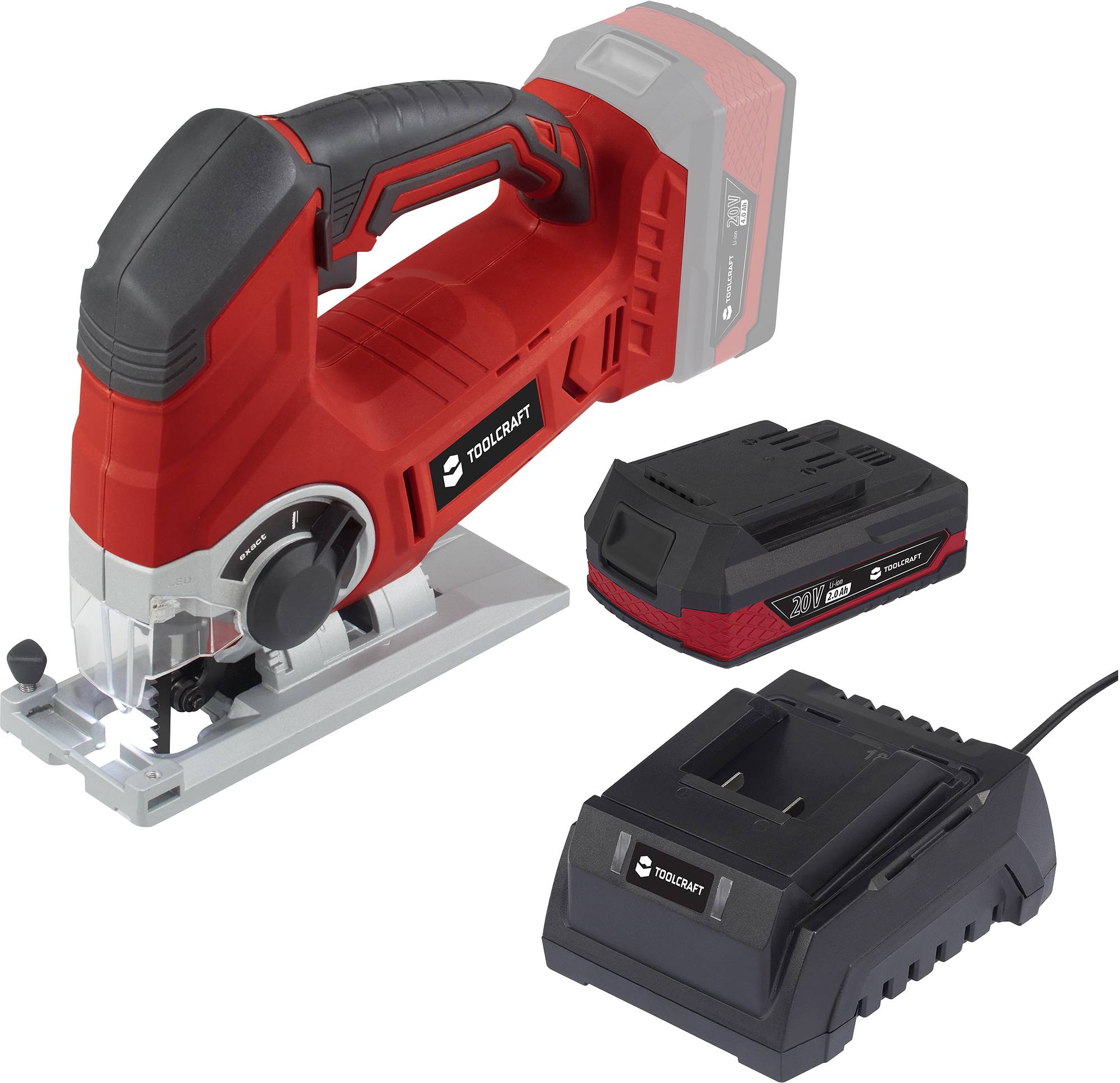 TOOLCRAFT AST-65 Cordless jigsaw 2489339+2885942 incl. rechargeables, incl. charger 20 V 2.0 Ah