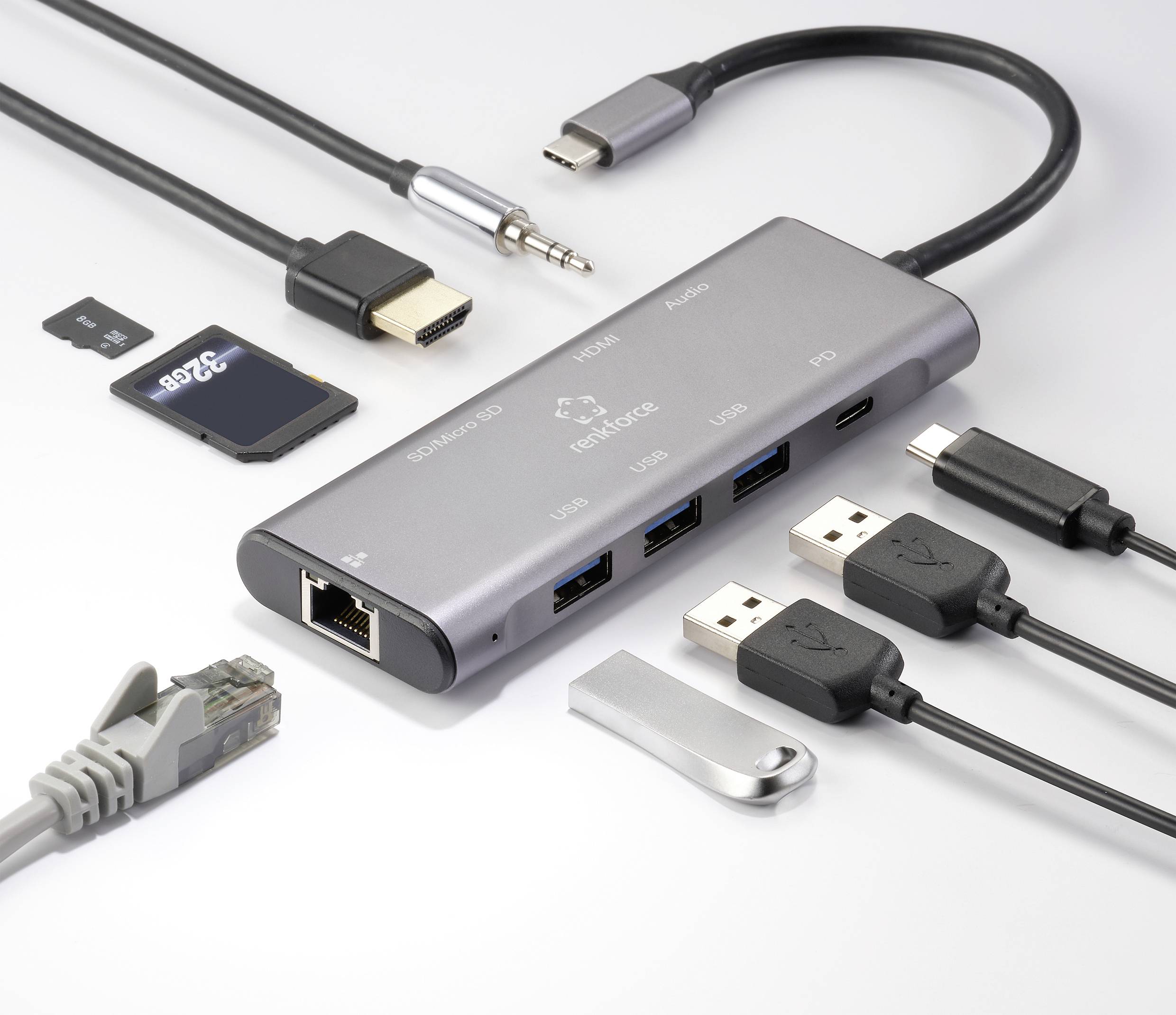 Renkforce USB-C® docking station RF-DKS-904 9-in-1 Compatible with (brand): Universal USB-C® powered-4