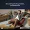 Man relaxes comfortably in an armchair with the text 'Enjoy all your favourite content, uninterrupted'. Below, icons for 30-hour battery and fast charging.