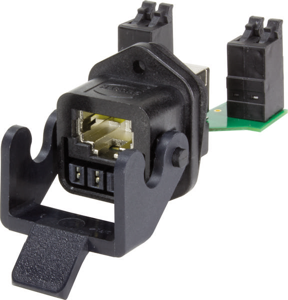 A black USB plug with circuit board, suitable for technical applications.
