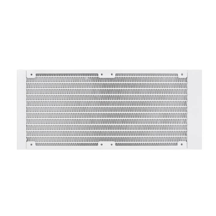 Ventilation grille in a rectangular shape with a fine metal mesh, for ventilating walls or ceilings.
