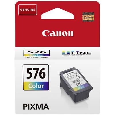 Canon PIXMA Colour Cartridge 576, in original packaging, showing the cartridge with colour coding and 'Genuine' print in the top left corner.