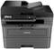 A black multifunction printer with control panel, paper feed, and tray. Brand label on the front.