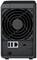Back of a black network storage device with a fan, USB ports, a LAN port and power connection on the bottom left.