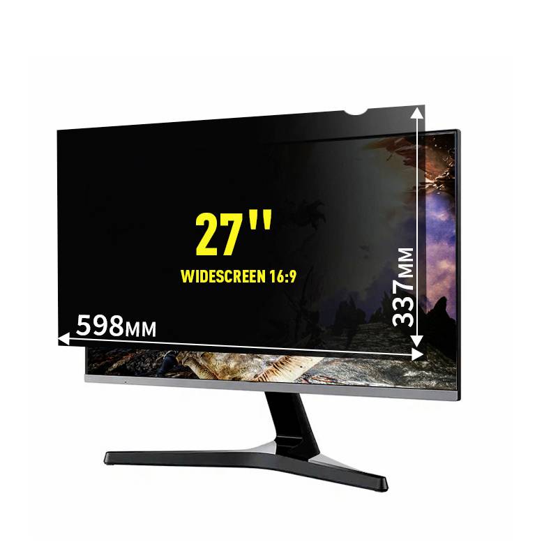 A 27-inch widescreen monitor with an aspect ratio of 16:9, dimensions: 598 mm width, 337 mm height.