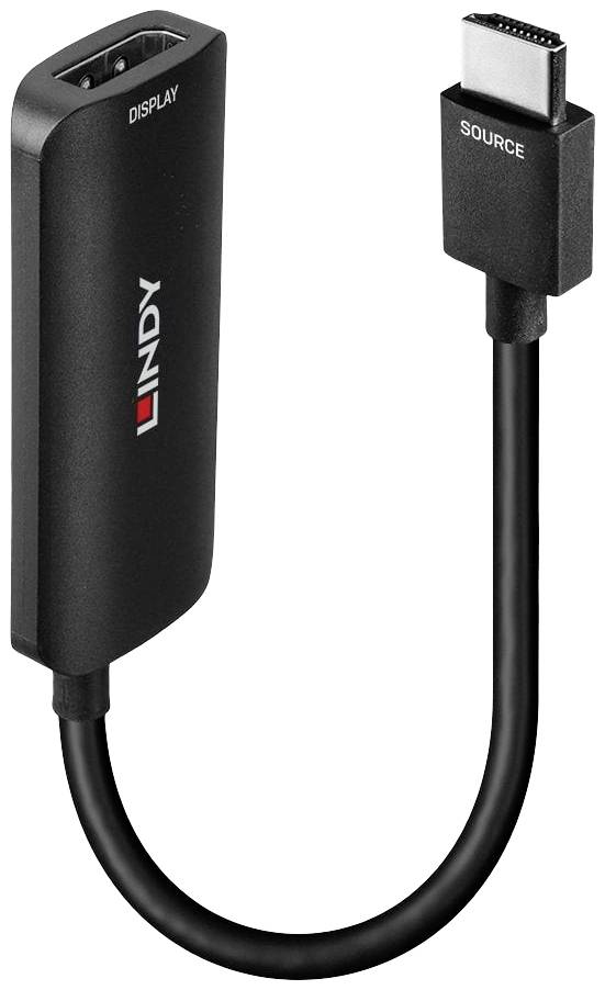 LINDY 38329 HDMI Adapter [1x HDMI® - 1x DisplayPort, Micro USB] Black 0.157 m