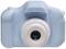 A blue, child-friendly digital camera with rounded edges and a simple user interface.