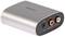 A silver audio converter with brand logo, featuring a headphone output and red-white RCA sockets for 'Audio Out'.