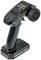 Black and grey radio remote control with wheel, buttons, and battery cover, marked with 'Reflex X5' and 'Carson' logos.