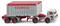 Toy lorry in grey and red with a container attachment bearing the inscription 'SEA-LAND'. The lorry has three axles.