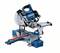 A blue and silver mitre saw with a sharp saw blade, suitable for precise wood cutting, on a white background.