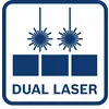 'Symbol for Double Laser: Two laser beams acting on three rectangles. Text underneath: DUAL LASER.'