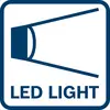 An icon displays a stylised light beam symbol with the caption 'LED LIGHT' underneath.