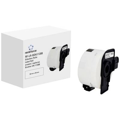 Label roll next to packaging with the inscription: 'RF-LR-BDK11208, replaces Brother DK-11208, 59 mm x 38 mm'.