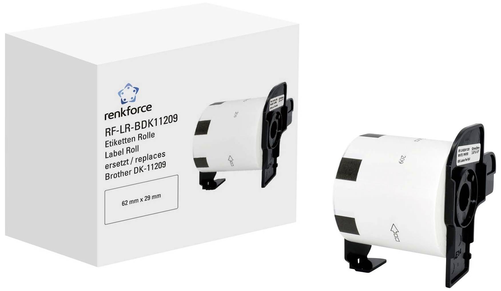 Renkforce Label roll Compatible replaced Brother DK-11209 62 x 29 mm Paper White 800 pc(s) Standard Address labels RF-6027500