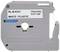 A grey labelling tape cassette with the inscription 'RL-B-K231, 12mm x 8m, WHITE/PLASTIC', suitable for label printers.