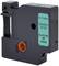 A black ink cartridge with 'BLACK INK' label, green label, 12mm width, 7m length.