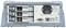 Back of an electrical device with multiple ports and slots for modules. Power supply and safety information displayed.