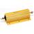 A yellow cylindrical resistor with cooling fins, mounted on metal brackets, is used to regulate electrical currents.