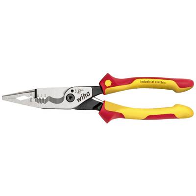 Wiha combination pliers with yellow and red handle, marked with 'Industrial electric', suitable for electrical work.