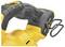 A yellow electric handheld device with an ergonomic handle and an attached black metal key holder.